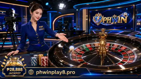 Cards poised above a sapphire PHWIN live casino table beside crystal chips and polished gold edges