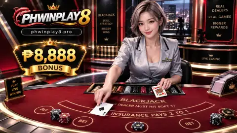 Roulette wheel turning beside cards and crystal chips on a composed sapphire PHWIN live casino table