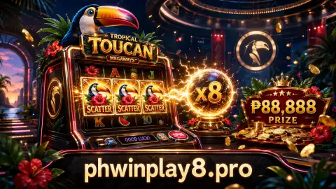 PHWIN gold slot wheel moving across a deep sapphire game scene